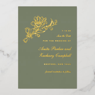 Tulip Cascade Moss Foil Invitation