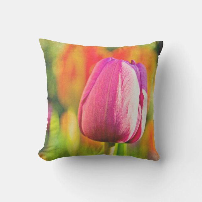 Tulip Collage Throw Pillow (Front)