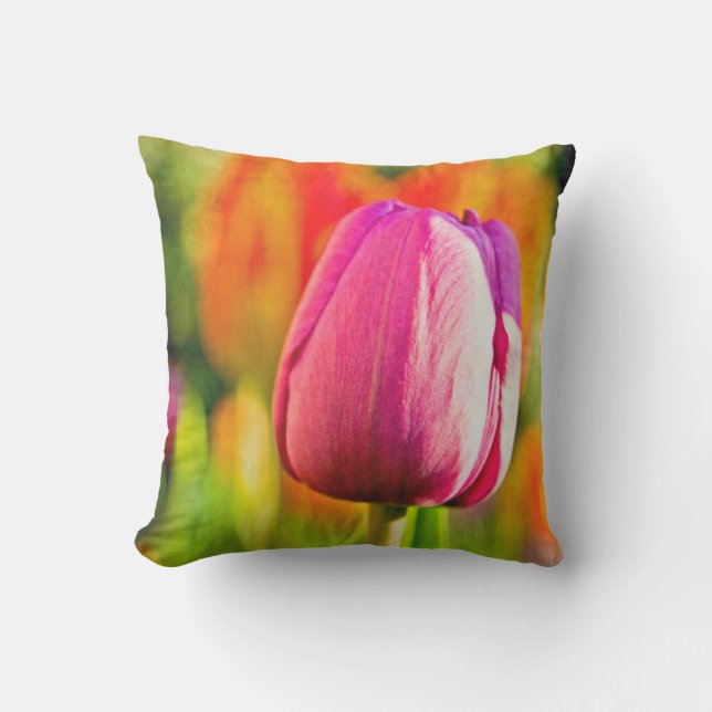 Tulip Collage Throw Pillow (Front)