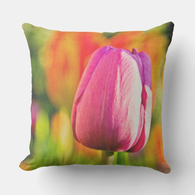 Tulip Collage Throw Pillow (Front)