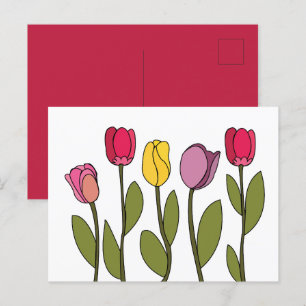 Tulip Colorful Floral Tulip Postcard