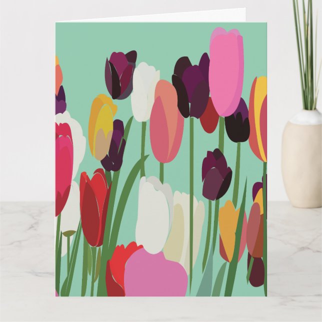 Tulip Colorful Flower Floral Tulip Greeting Card (Front)