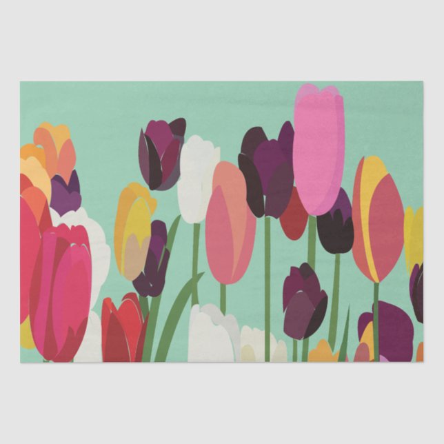 Tulip Colorful Flowers Floral Tulip Tissue Paper (Front)