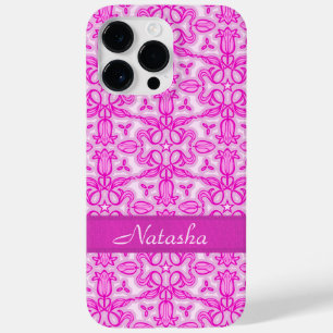 Tulip damask purple pink name Case-Mate iPhone 14 pro max case