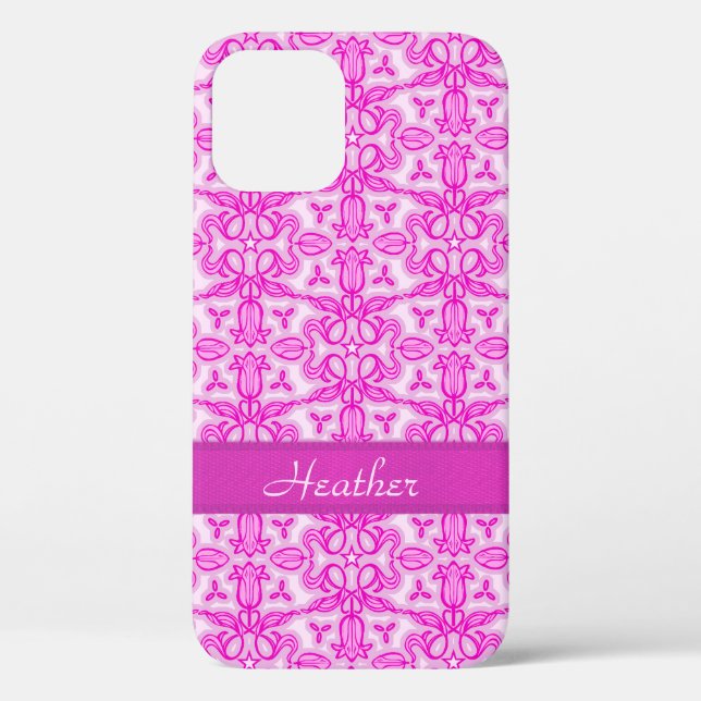 Tulip damask purple pink name Case-Mate iPhone case (Back)