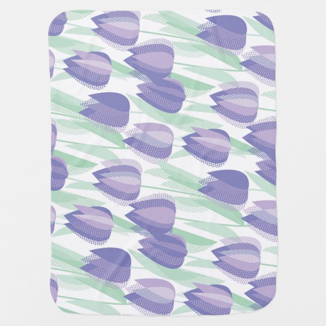 Tulip design: pale violet floral. baby blanket (Front)
