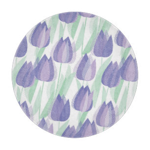 Tulip design: pale violet floral. cutting board