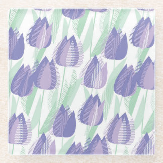 Tulip design: pale violet floral. glass coaster