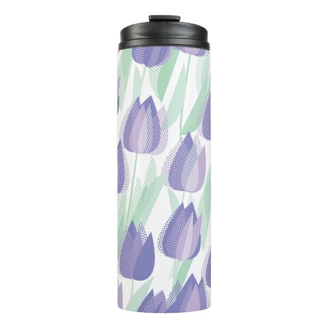 Tulip design: pale violet floral. thermal tumbler (Front)