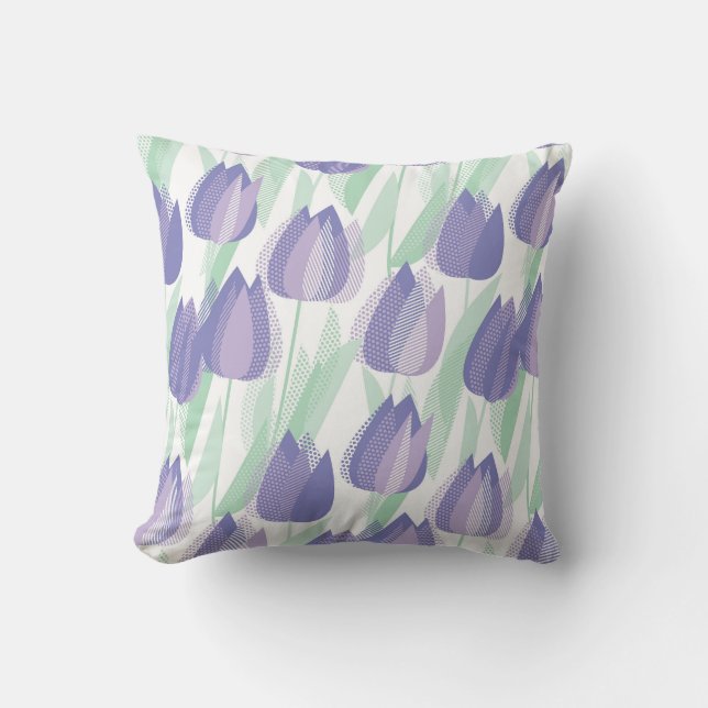 Tulip design: pale violet floral. throw pillow (Front)