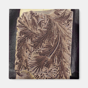 Tulip design printing block, 1875 (carved wood) magnet