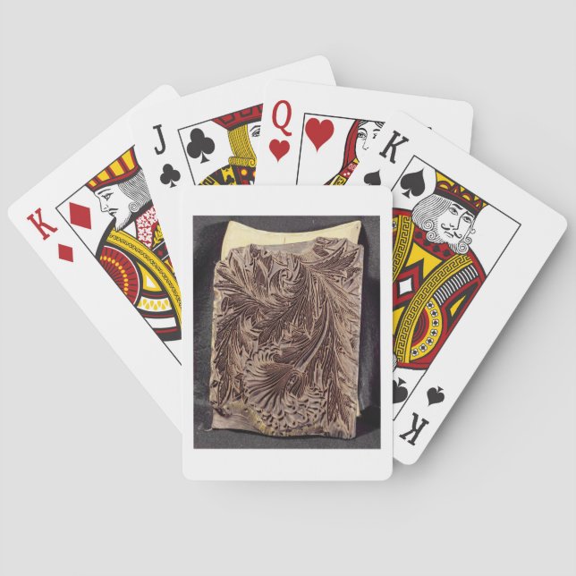 Tulip design printing block, 1875 (carved wood) poker cards (Back)
