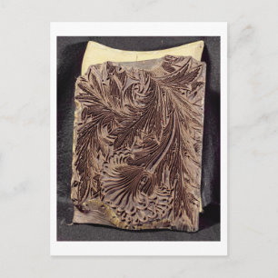 Tulip design printing block, 1875 (carved wood) postcard