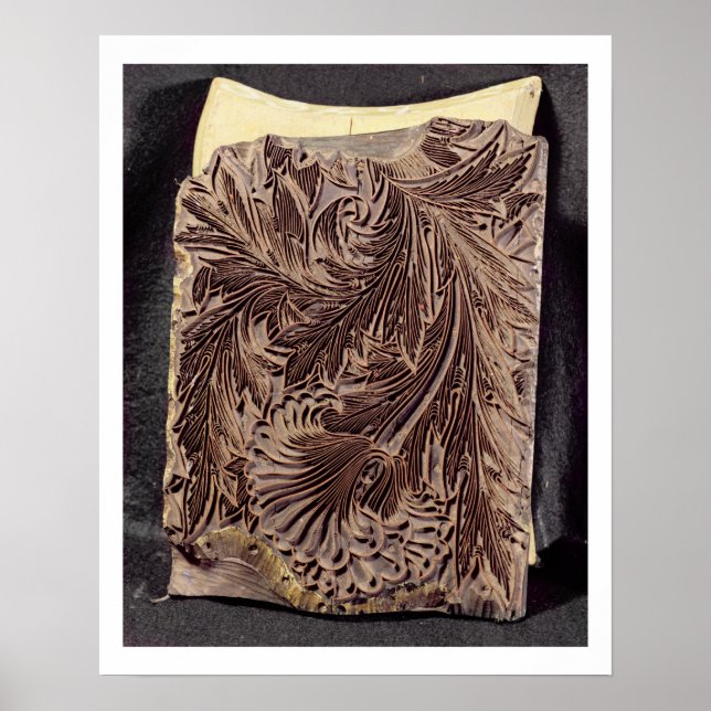 Tulip design printing block, 1875 (carved wood) poster (Front)