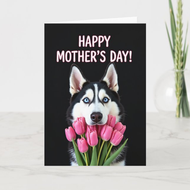 Tulip Dog Mothers Day Portrait Card (Front)