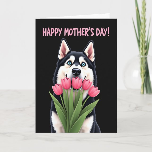 Tulip Dog Sweet Mothers Day Card (Front)