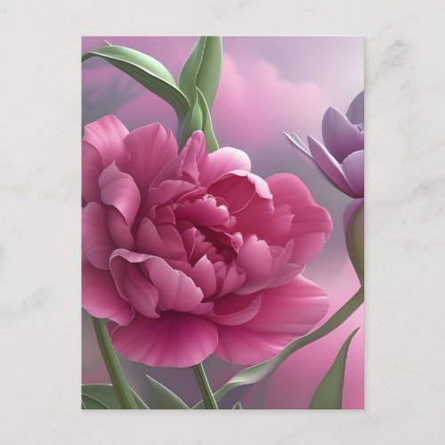 Tulip Double Peony Nature Flower Pink Postcard