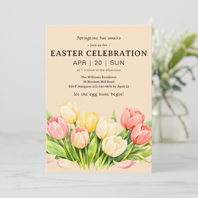 Tulip Easter Celebration Invitation Flat Card (Standing Front)
