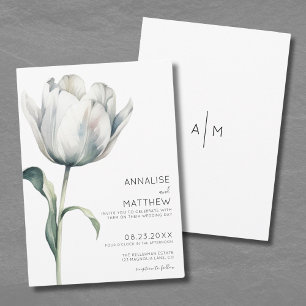 Tulip Elegant White Floral Wedding Invitation