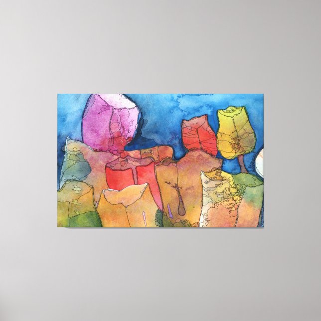 Tulip Fantasy Multi-colored Abstract Canvas Print (Front)