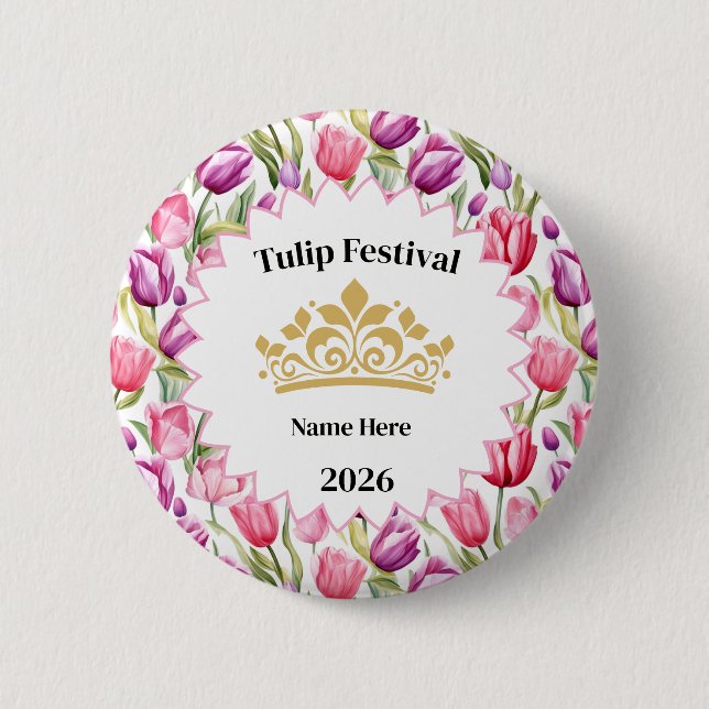 Tulip Festival Royalty Button Pin (Front)