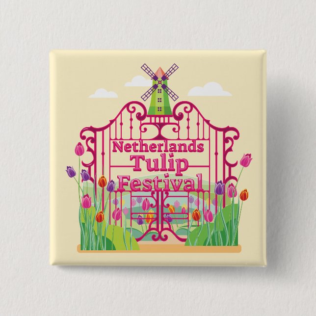 Tulip Festival, Windmill, gates Button (Front)