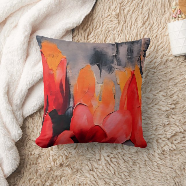 Tulip Field – Abstract Floral Intensity Throw Pillow (Blanket)