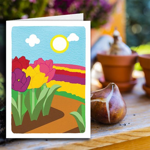 Tulip Field Blank Card