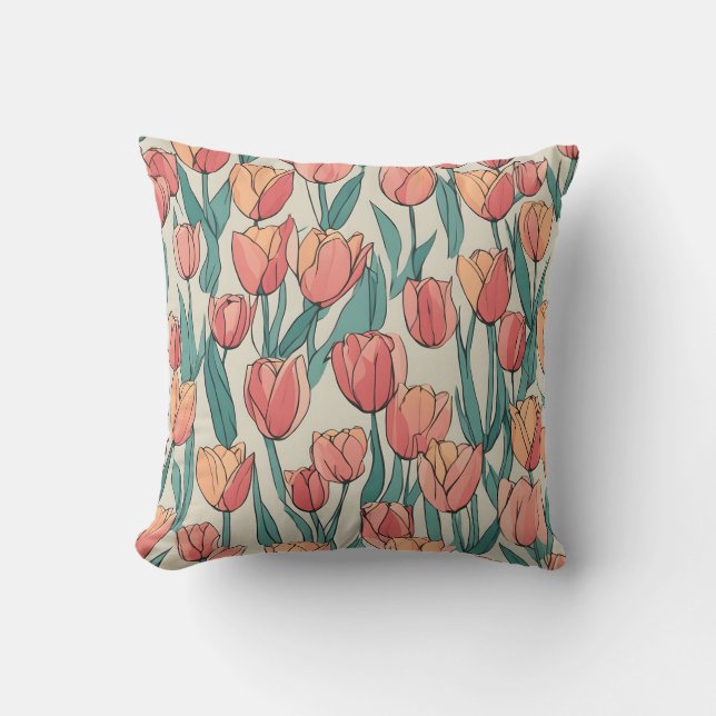 Tulip Field Throw Pillow (Front)