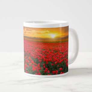 Tulip Fields at Sunset in the Netherlands Giant Coffee Mug