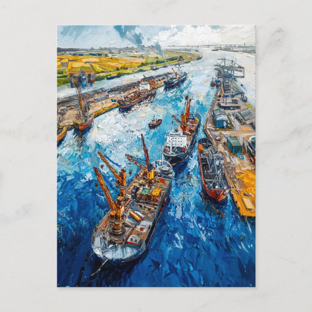 Tulip Fields with Barn and Stream Fantasy Painting Postcard (Front)