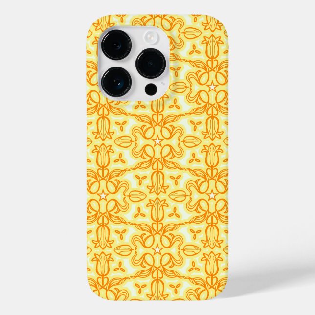 Tulip floral damask orange yellow case (Back)