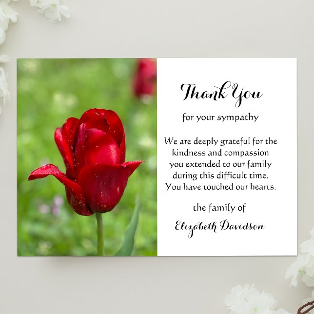 Tulip Floral Funeral Sympathy Thank You Card (Creator Uploaded)