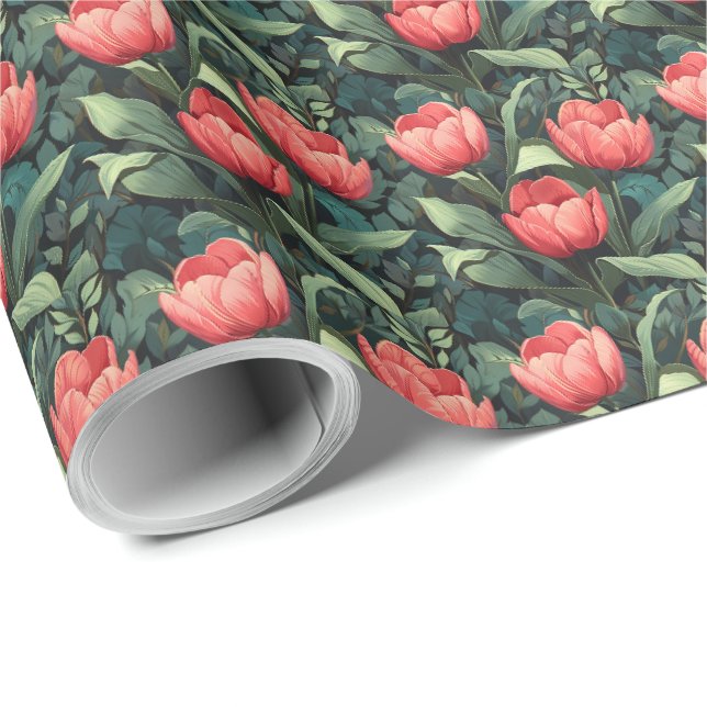 Tulip Floral Gift Wrapping Paper (Roll Corner)
