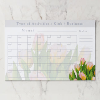 Tulip Floral Monthly Activities Schedule Paper Pad