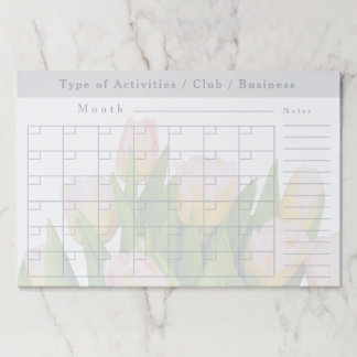 Tulip Floral Monthly Activities Schedule Paper Pad
