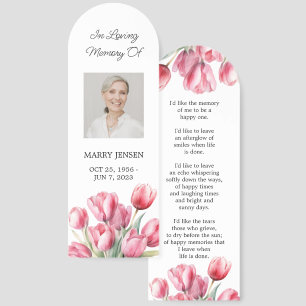 Tulip Floral Photo Funeral Memorial Bookmark