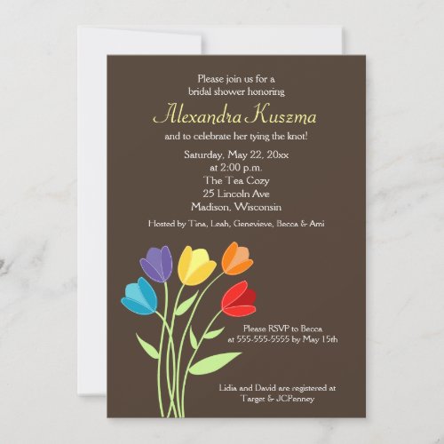 Tulip Flower 5x7 Bridal Shower Invite
