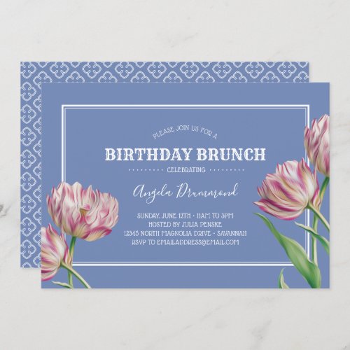 Tulip Flower Birthday Brunch Violet Invitation