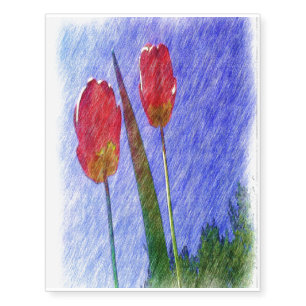 tulip flower drawing temporary tattoos