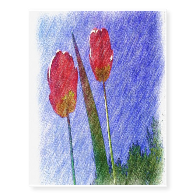 tulip flower drawing temporary tattoos (Front)