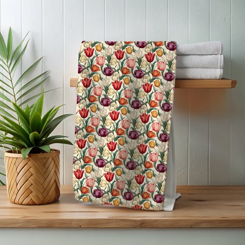 Tulip Flower Floral Easter  Bath Towel Set