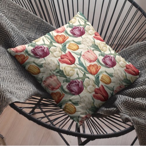 Tulip Flower Floral Easter  Throw Pillow