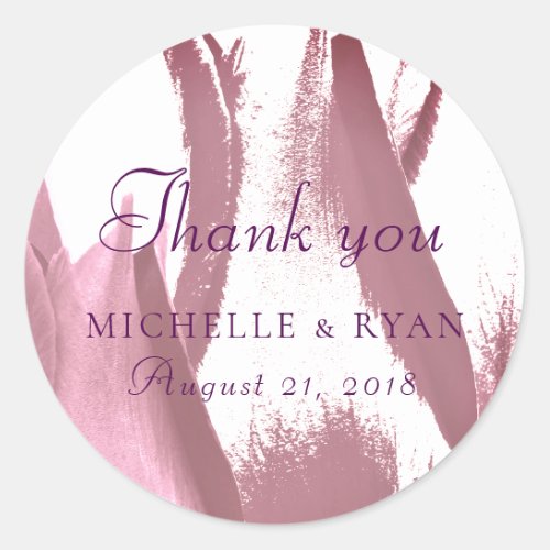 Tulip Flower Floral Thank you Wedding Favor Purple Classic Round Sticker - You can customize this elegant Tulip Floral Thank you Wedding Favor Sticker. It's easy to personalize. It`s a beautiful floral photo with purple tulips.
For further customization, please click the "customize further" link and use the design tool to modify this template.