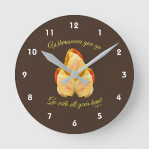 Tulip Flower Go With Your Heart Inspirational Round Clock