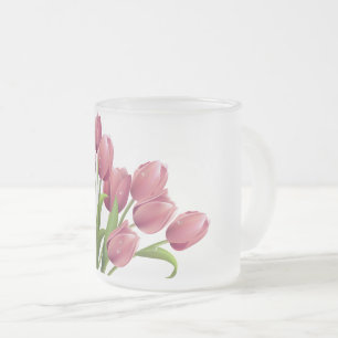 Tulip Flower Mark Frosted Glass Coffee Mug