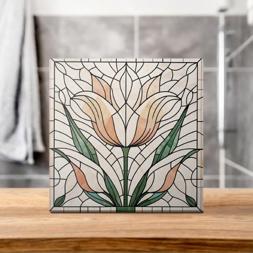 Tulip flower mosaic _ Pastels Ceramic Tile