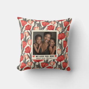 Tulip Flower Mother Birthday Mom Photo Couch Throw Pillow