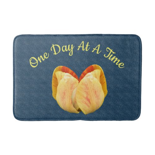 Tulip Flower One Day At A Time Inspirational   Bath Mat