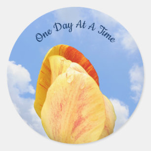 Tulip Flower One Day At A Time Inspirational Classic Round Sticker
